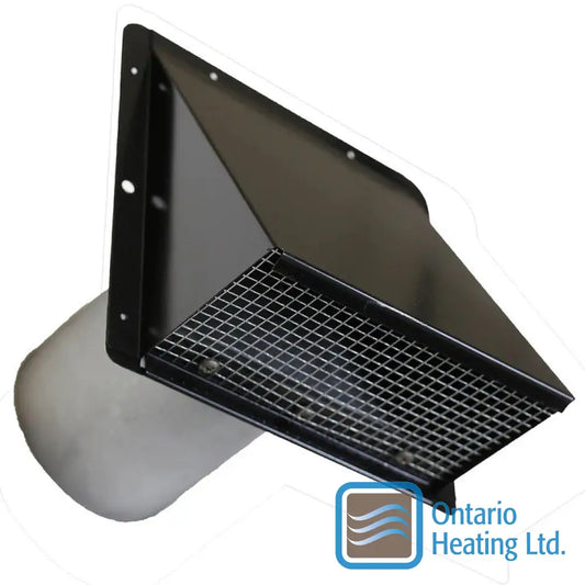 Reversomatic 8’’ Heavy Duty Exhaust Wall Cap With Damper And Bird Screen Black