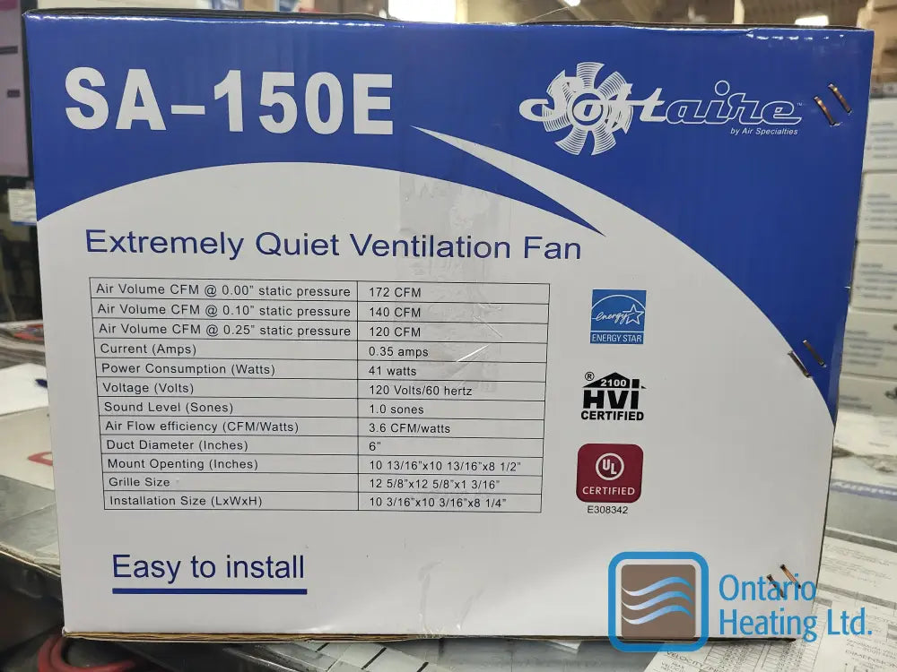 Sa-150E (170Cfm 1.5Sones 0.10S.p.) Fans